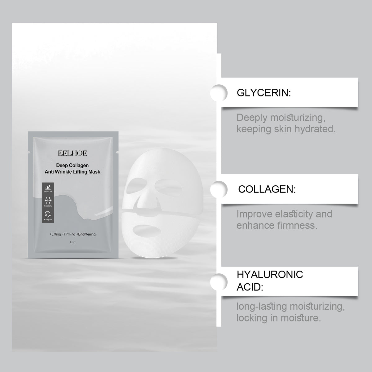 EELHOE Collagen Mask (Bag) Hydrating, Rejuvenating, Firming, Brightening, Moisturizing, Nourishing And Gentle Care Mask